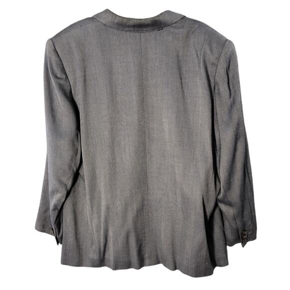 Worthington Blazer Wmn's Sz 22W Navy Herringbone Stripe One Button Career Jacket - Picture 9 of 12